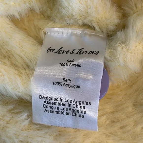 NWT For Love & Lemons Sheila Yellow & Purple Fuzzy Cropped Cardigan Size Small - Picture 8 of 10